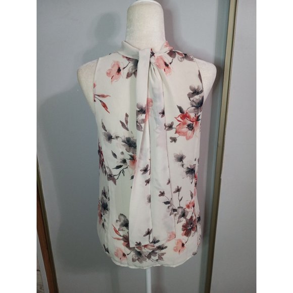 Rose & Olive Small Floral Lined Halter Occasion Lightweight Colorful Top - Picture 2 of 4